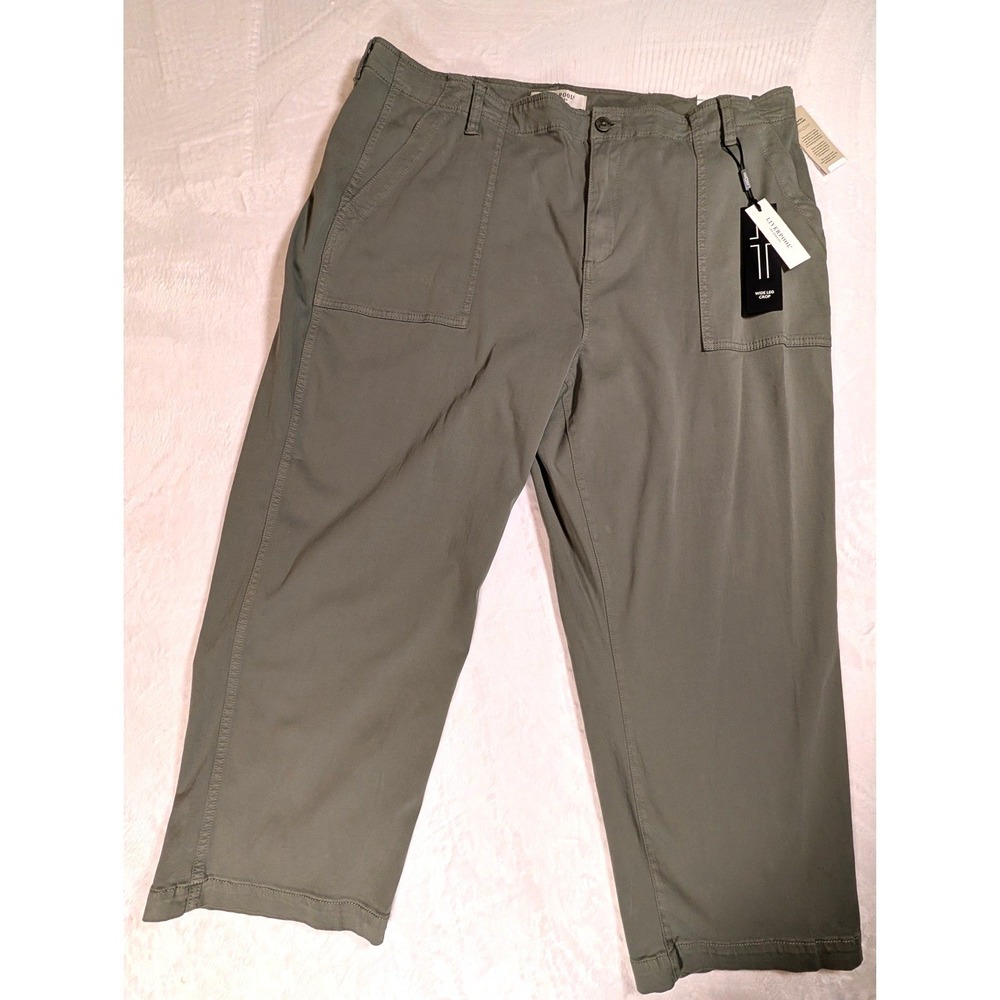 Liverpool Los Angeles Wide Leg Crop Pants Size 22 Olive Green LY5674L12 Size 22W